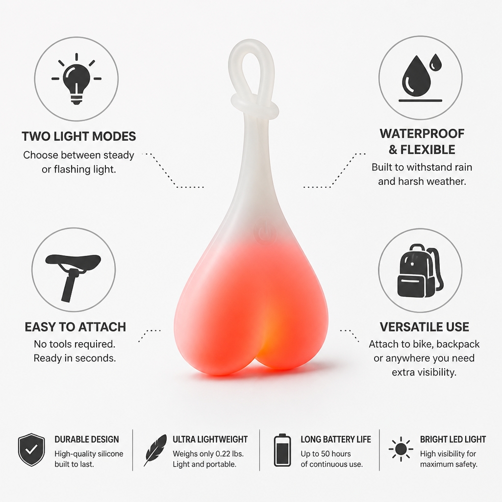 Waterproof & Flexible Bicycle Taillight (Steady & Flashing)