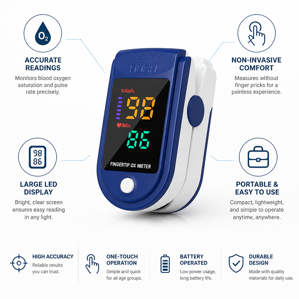 Large LED Display Non-Invasive Pulse Oximeter