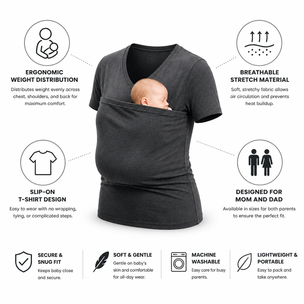 Breathable Stretch Ergonomic Slip-On Baby Wrap T-Shirt