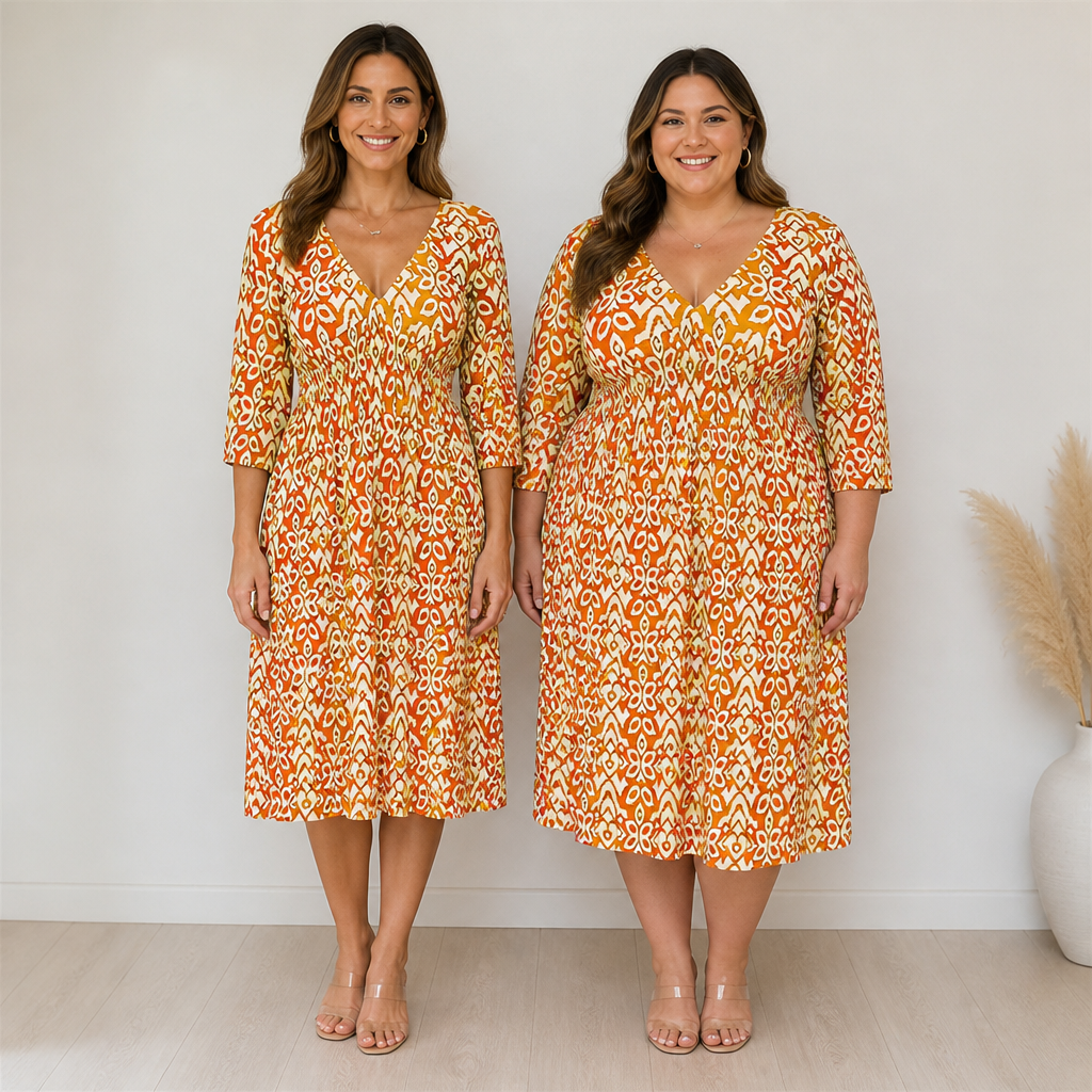 Serenelle™ Floral V-Neck Dress — Embrace Your Curves with Effortless, All-Day Confidence