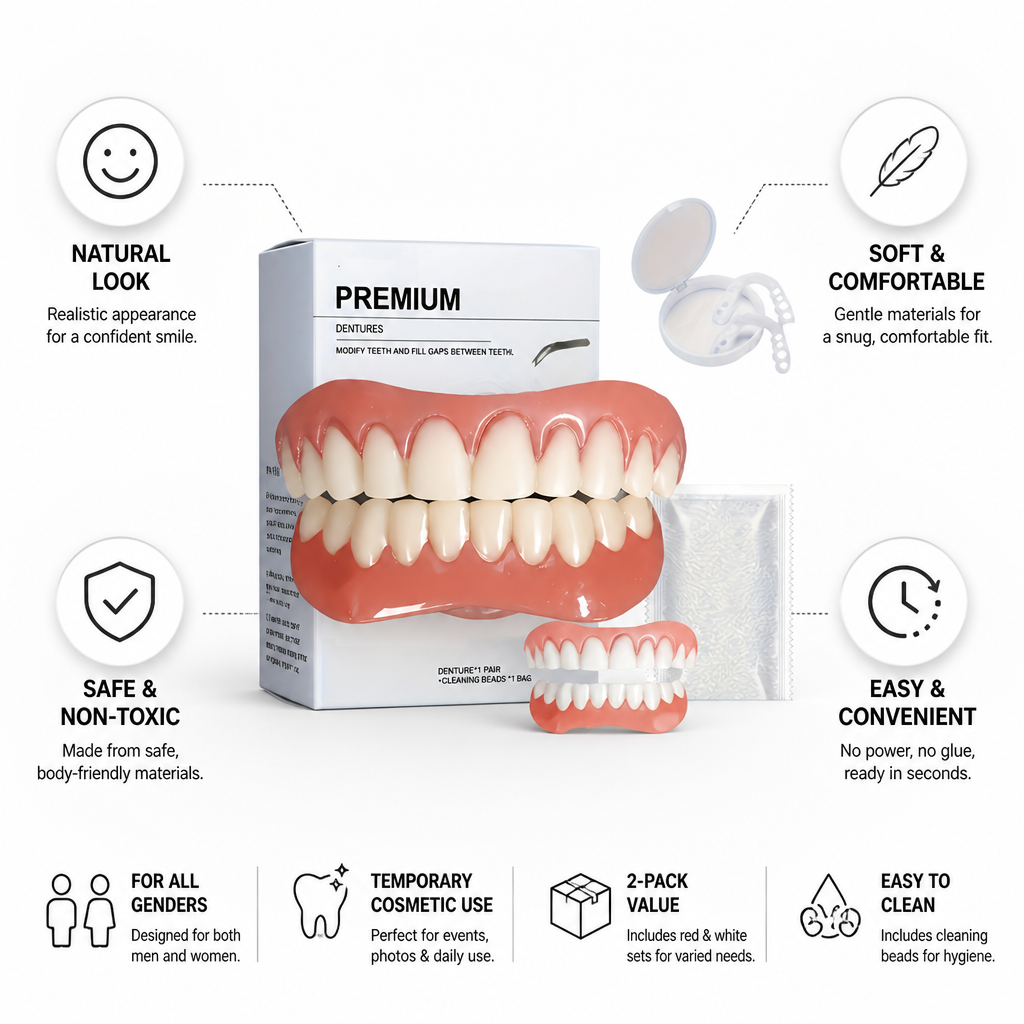 Natural-Looking Soft Temporary Veneers (2-Pack)