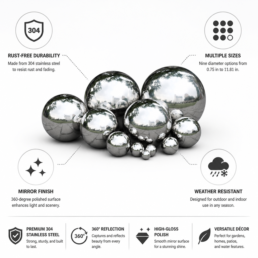 Polished 304 Stainless Steel Rust-Free Mirror Ball