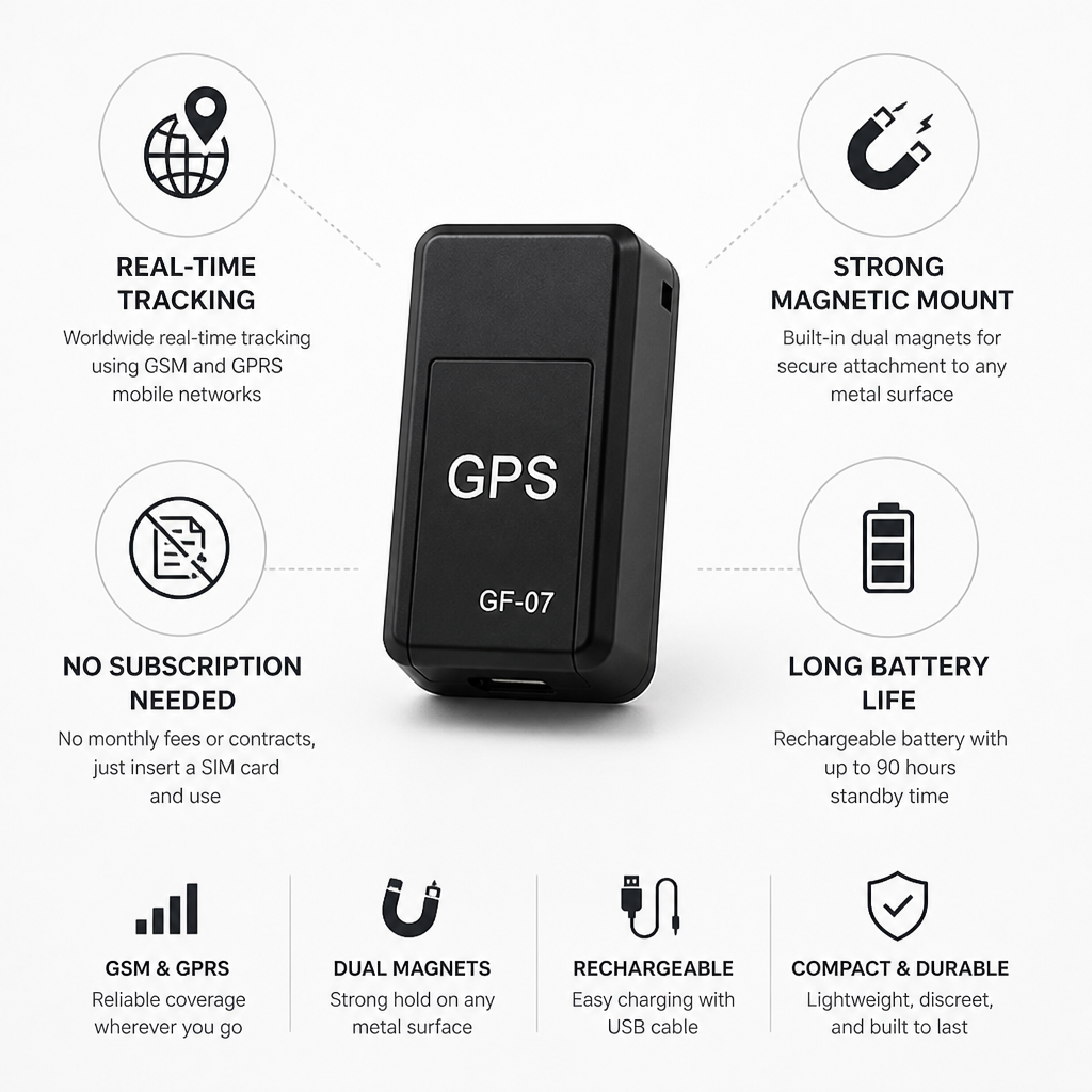 Compact Magnetic Real-Time GPS Tracker (90-Hour Standby)
