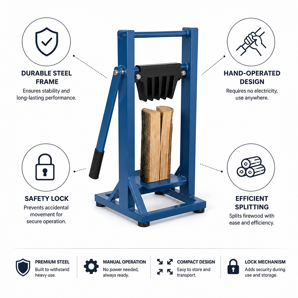 Durable Steel Manual Log Splitter (Safety Lock)