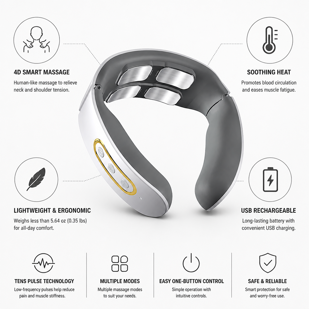 4D Smart Heated Rechargeable Neck & Shoulder Massager