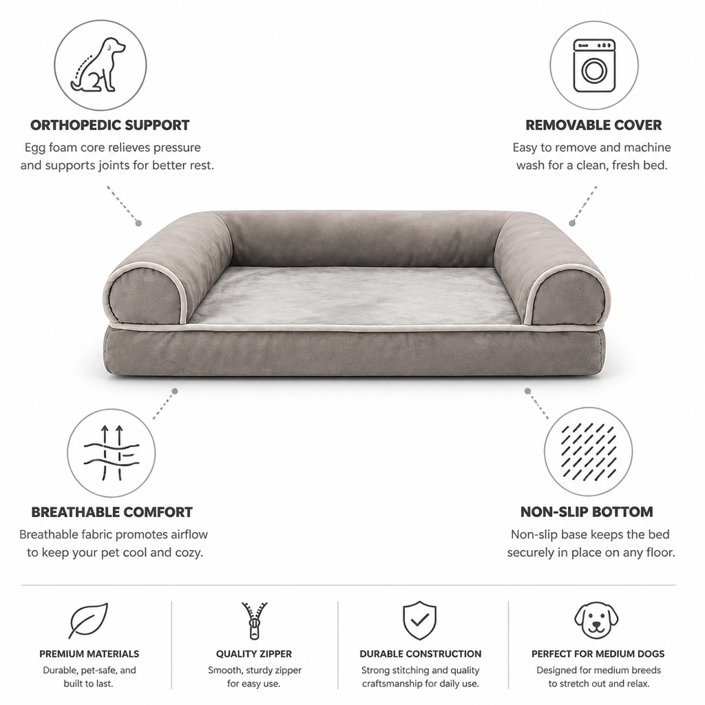 Orthopedic Egg Foam Dog Bed (Removable Washable Cover)