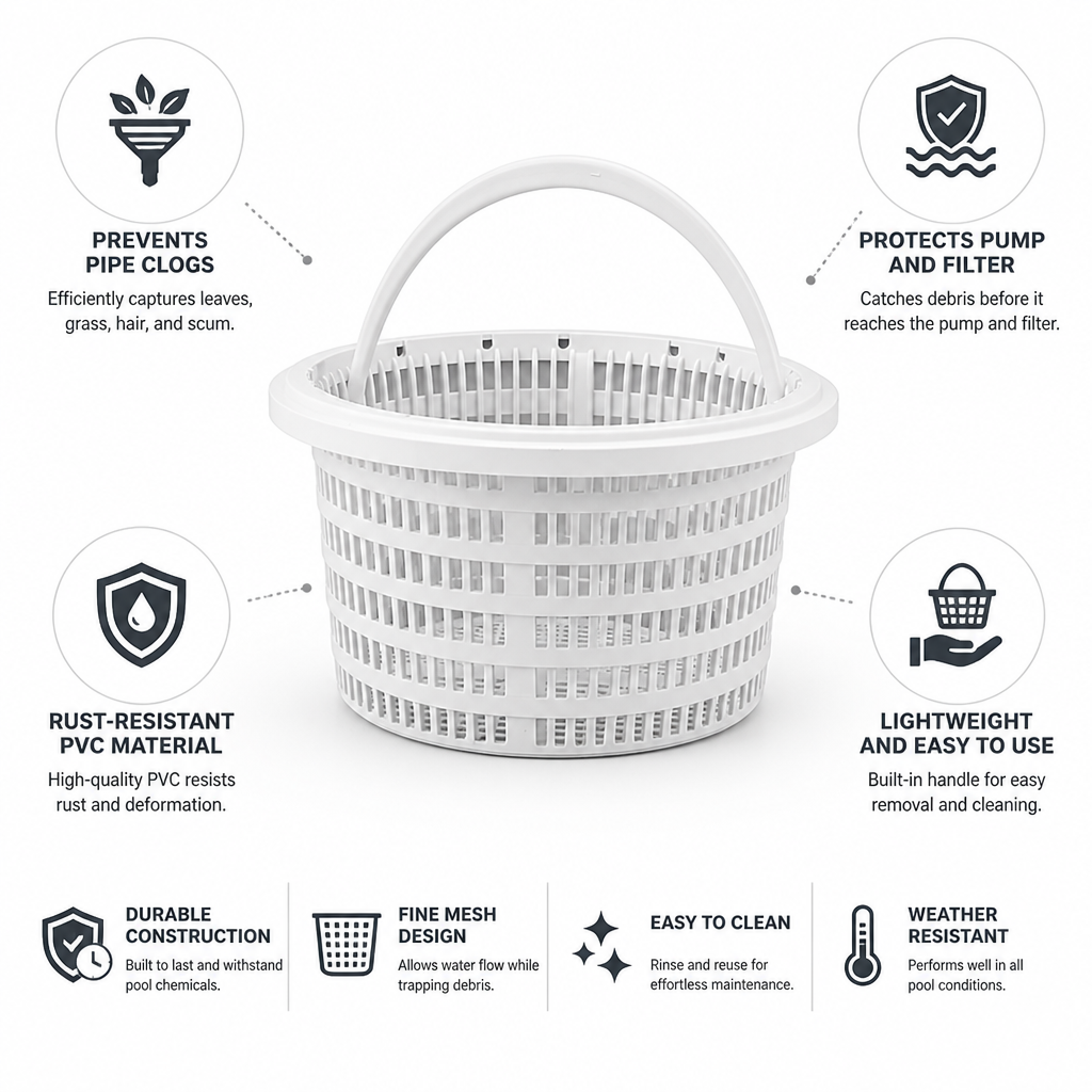 Rust-Resistant PVC Pool Skimmer Basket