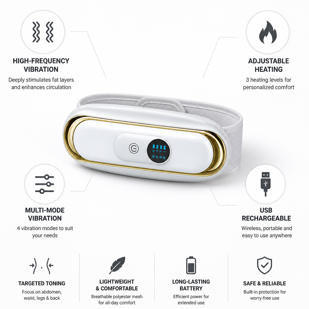 High-Frequency Vibration & Heating Waist Massager (USB Rechargeable)