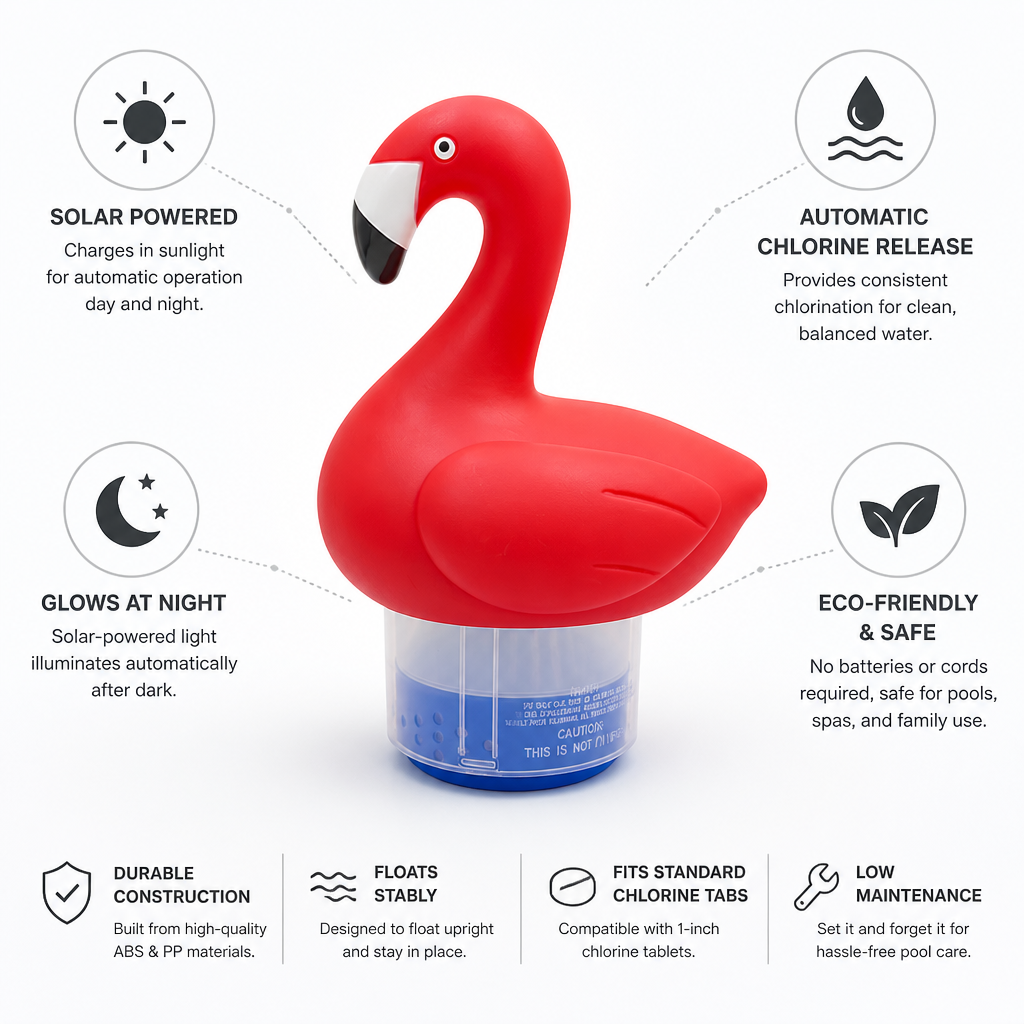 Solar-Powered Automatic Flamingo Chlorine Dispenser