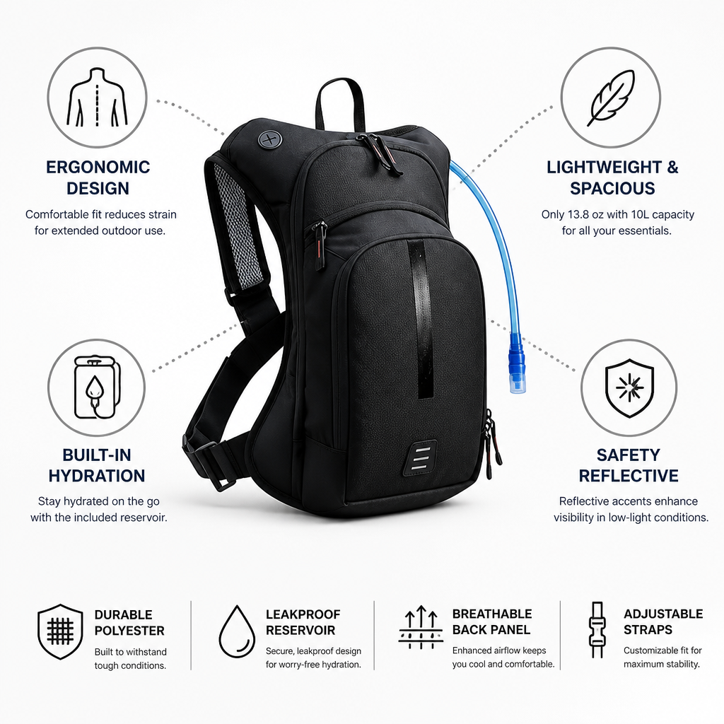 Lightweight Ergonomic Hydration Backpack (10L)