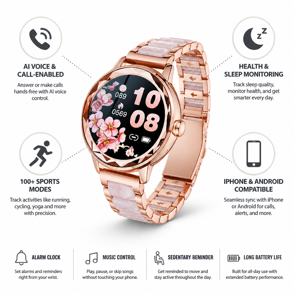 AI Voice & Call-Enabled Smartwatch (100+ Sports Modes)