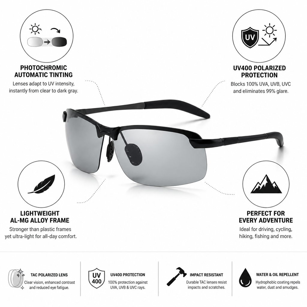 Photochromic Polarized UV400 Sunglasses