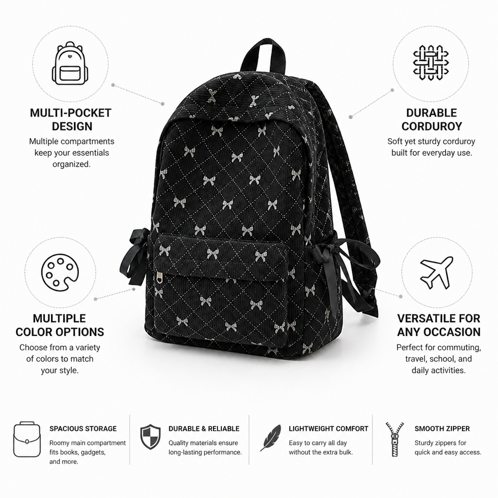 Corduroy Multi-Pocket Backpack