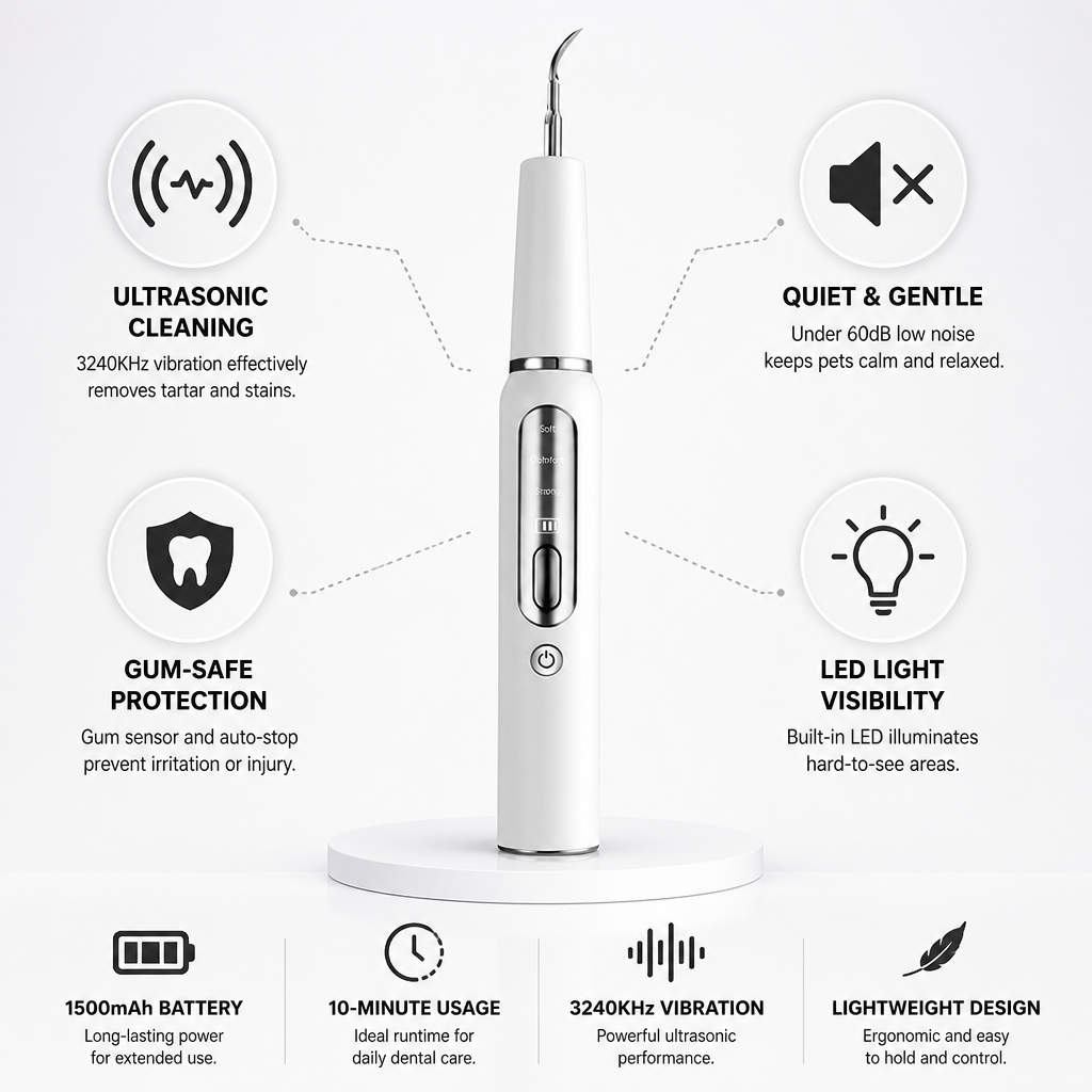 Ultrasonic LED Gum-Safe Dog Tooth Cleaner