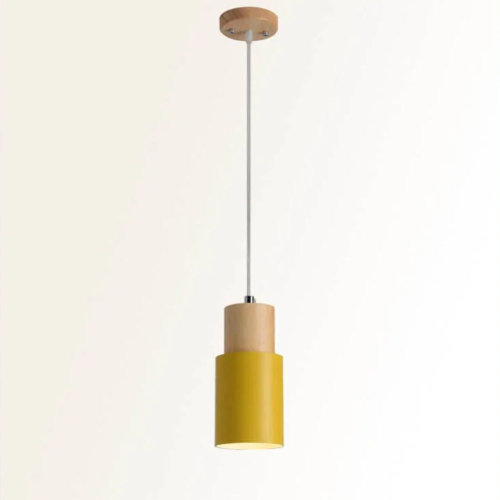 Industrial Style Pendant Light with Metal and Wood Elements