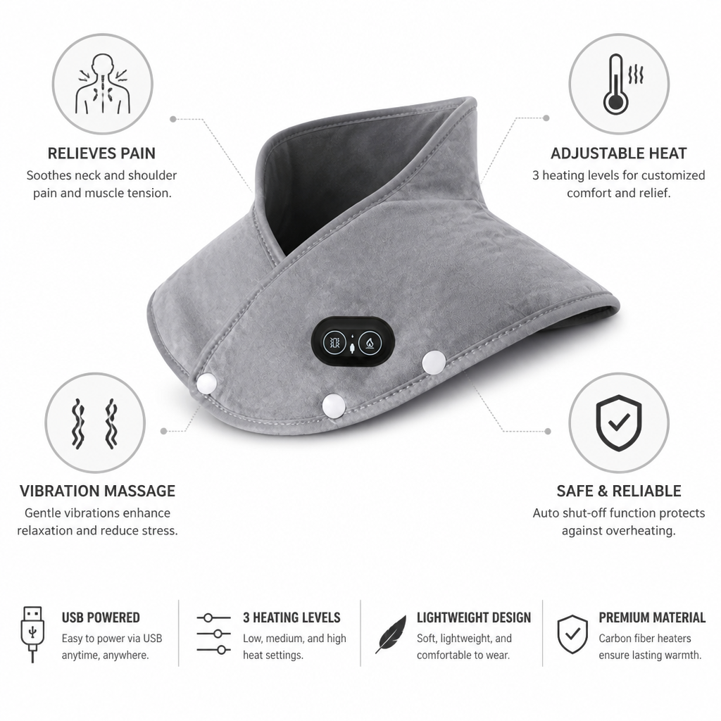Heat & Vibration USB-Powered Neck & Shoulder Heating Pad