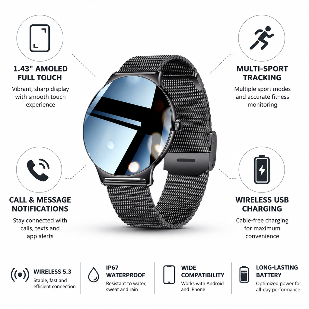 1.43" AMOLED Multi-Sport Smartwatch