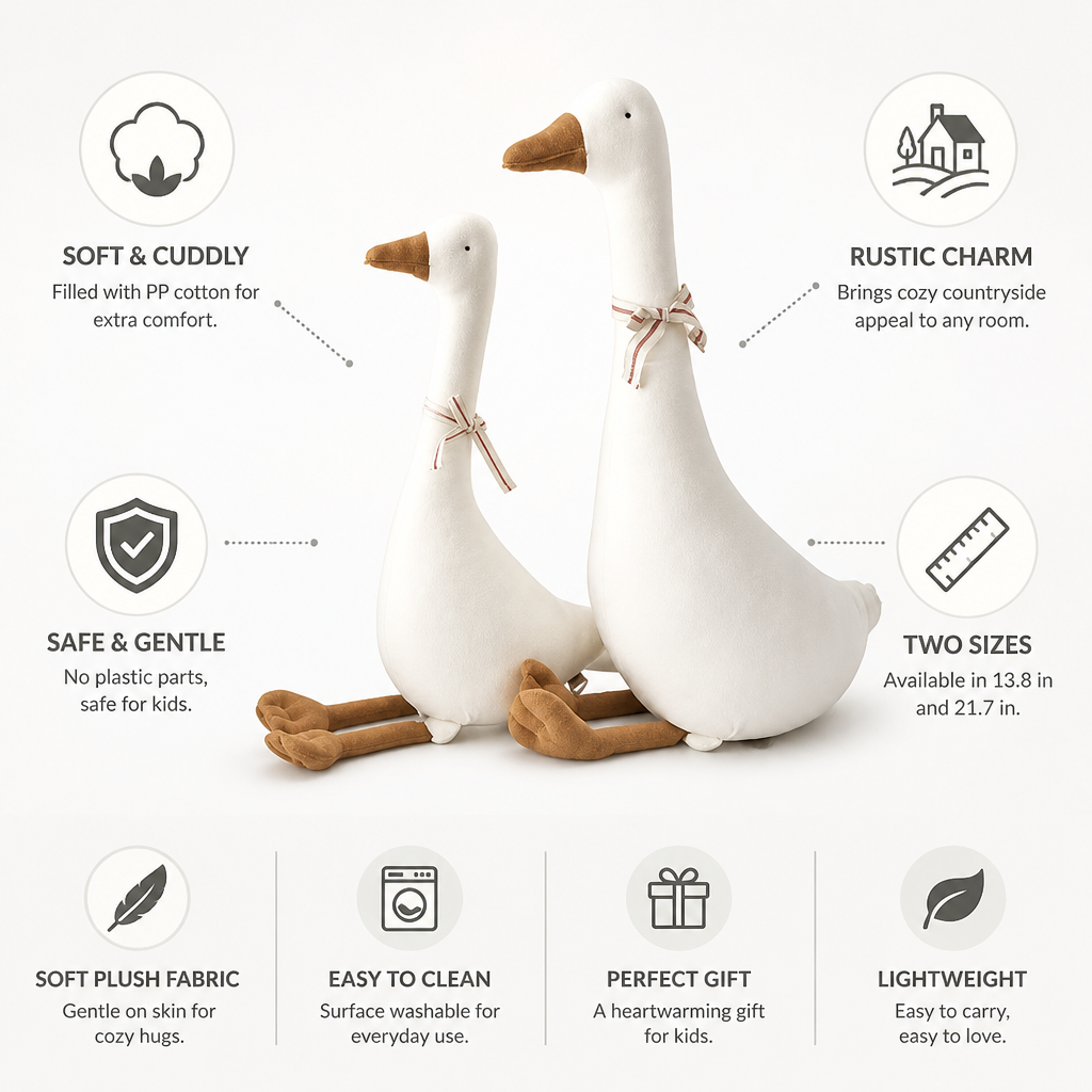 Kids' Soft PP Cotton Goose Plush Pillow (Two Sizes)