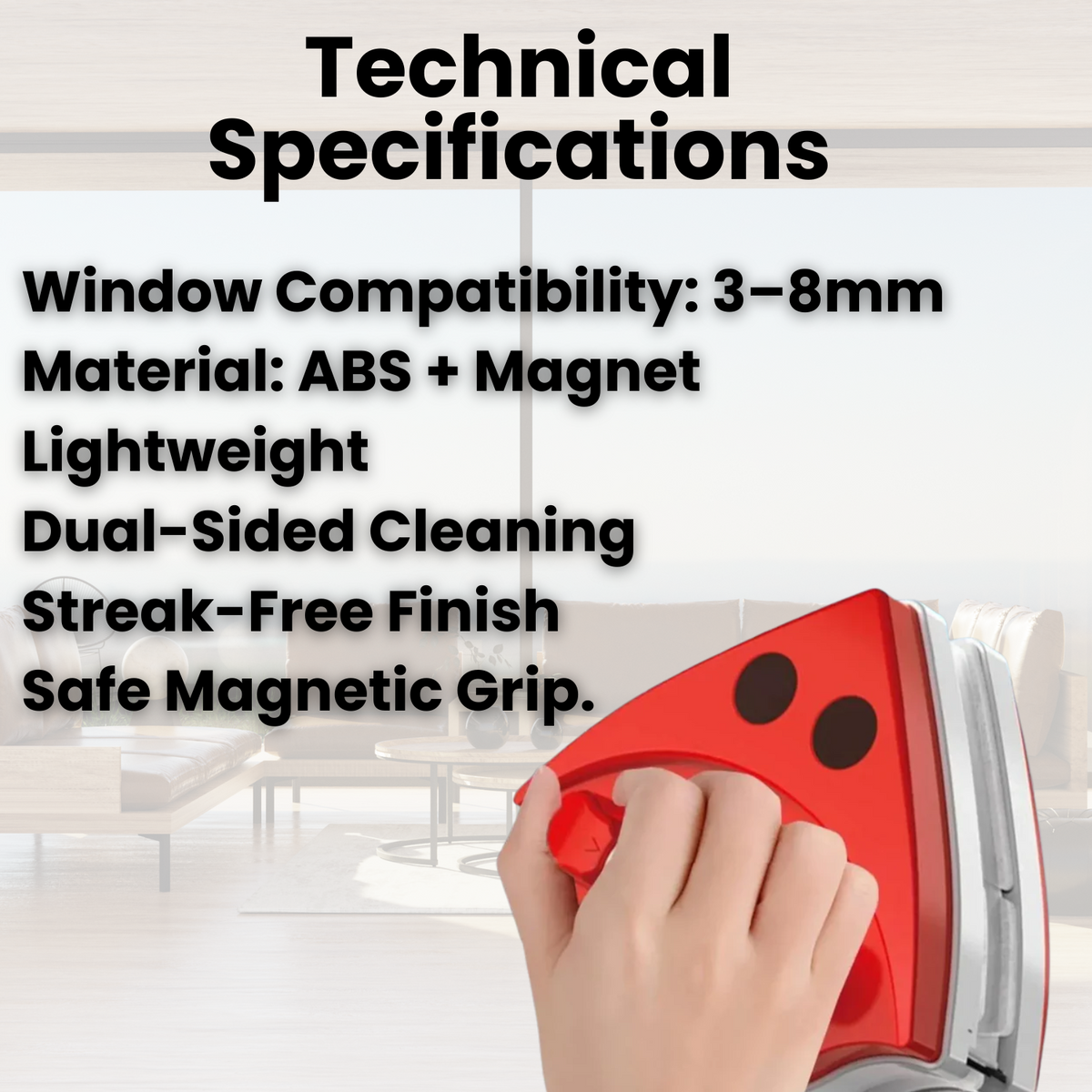 Magnetic Window Cleaner with Dual-Sided Design and Locking Mechanism