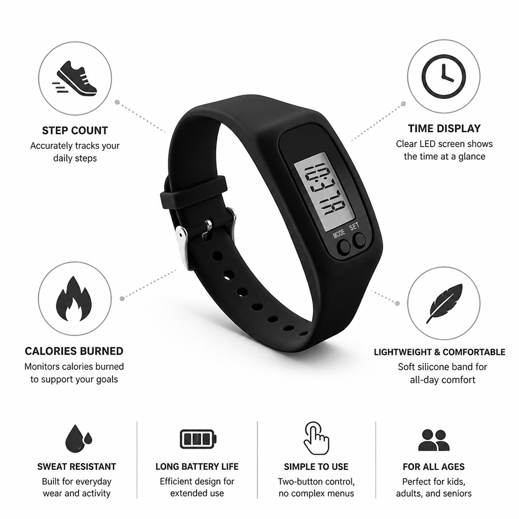 Minimalist LED Pedometer Watch (Silicone Band)