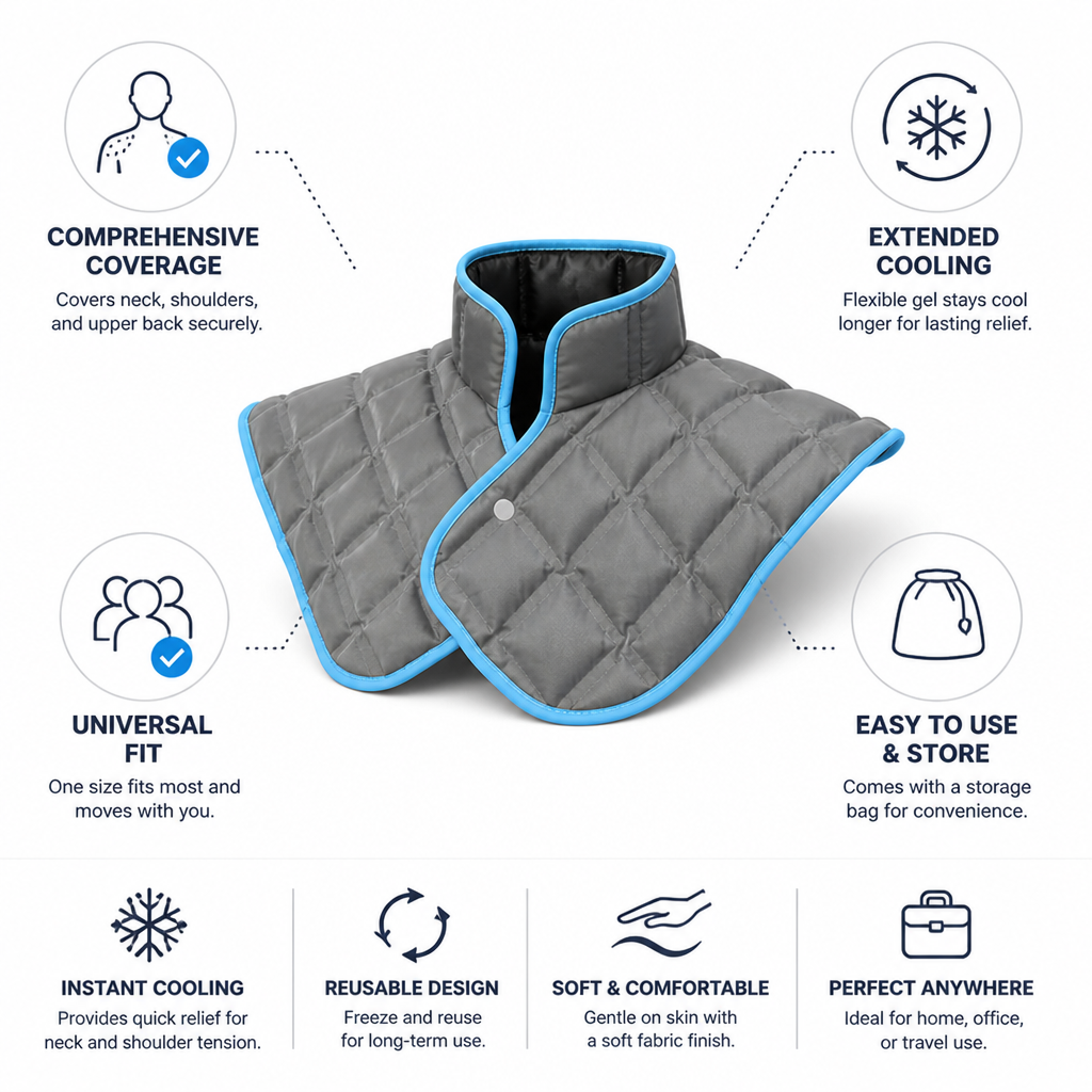 Ergonomic Reusable Cooling Gel Shoulder & Neck Wrap (One Size)
