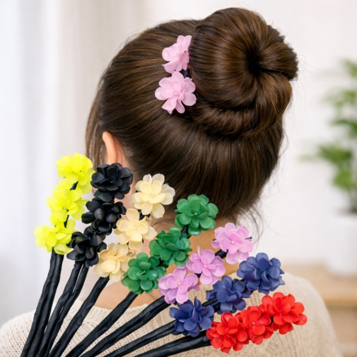 Flower-Decorated Hair Bun Shaper