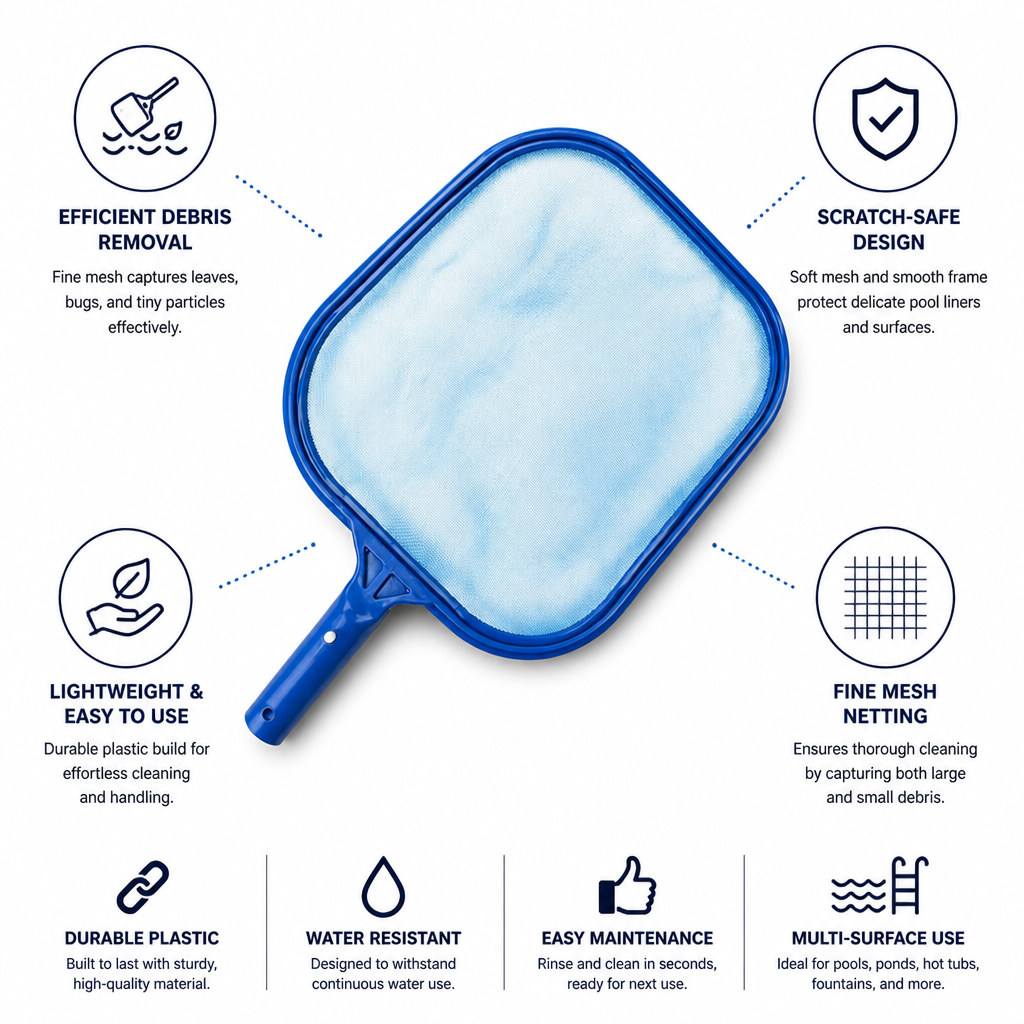 Fine Mesh & Scratch-Safe Pool Skimmer Net