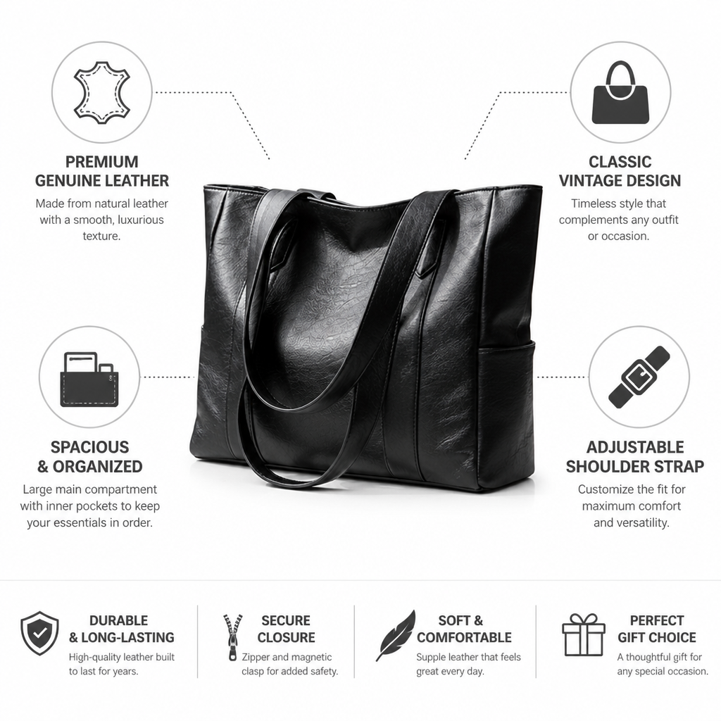 Premium Genuine Leather Vintage Shoulder Bag (Adjustable Strap)