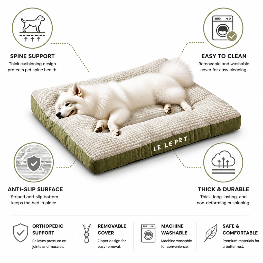 Orthopedic Anti-Slip Dog & Cat Bed (Removable Washable Cover)