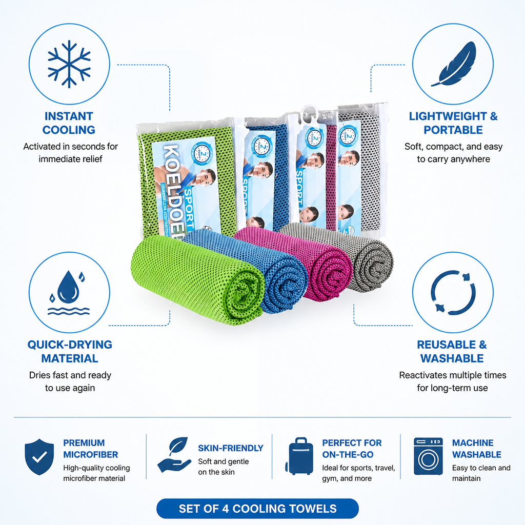 Instant-Cooling Microfiber Cooling Towels (Set of 4)