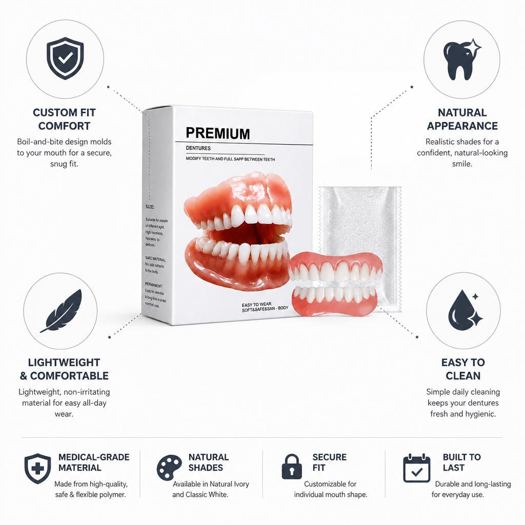 Boil-And-Bite Custom-Fit Denture Set (Upper & Lower)