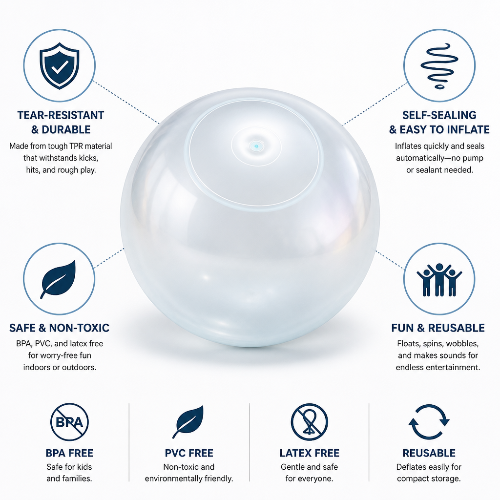 Tear-Resistant TPR Self-Sealing Bubble Ball (Multiple Sizes)