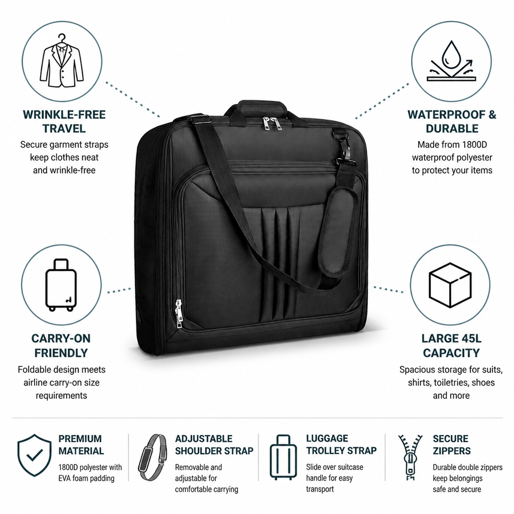 Waterproof Foldable 45L Garment Bag (Carry-On)