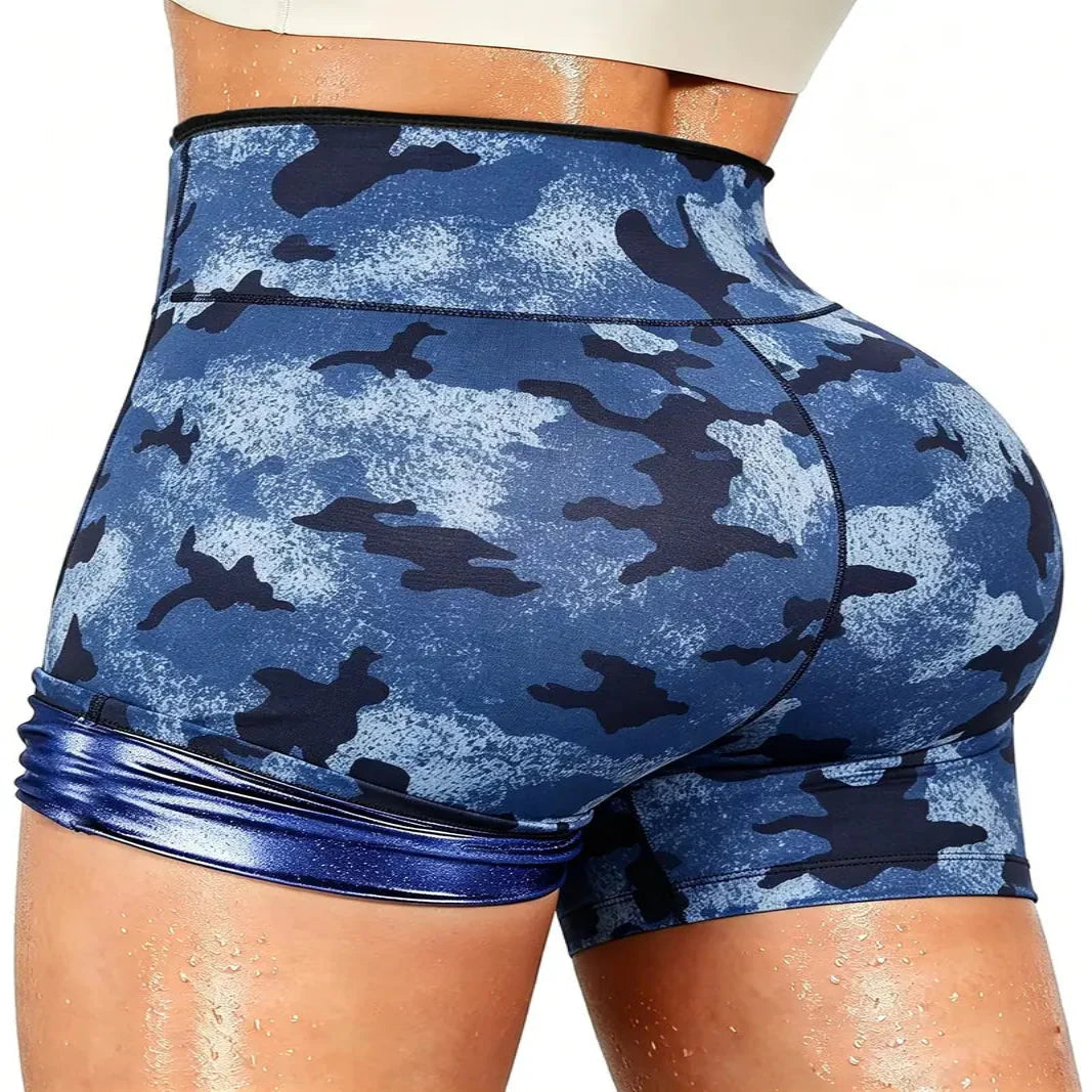 High Waist Shorts with Moisture Wicking and Built-In Waist Trainer - Four-Way Stretch