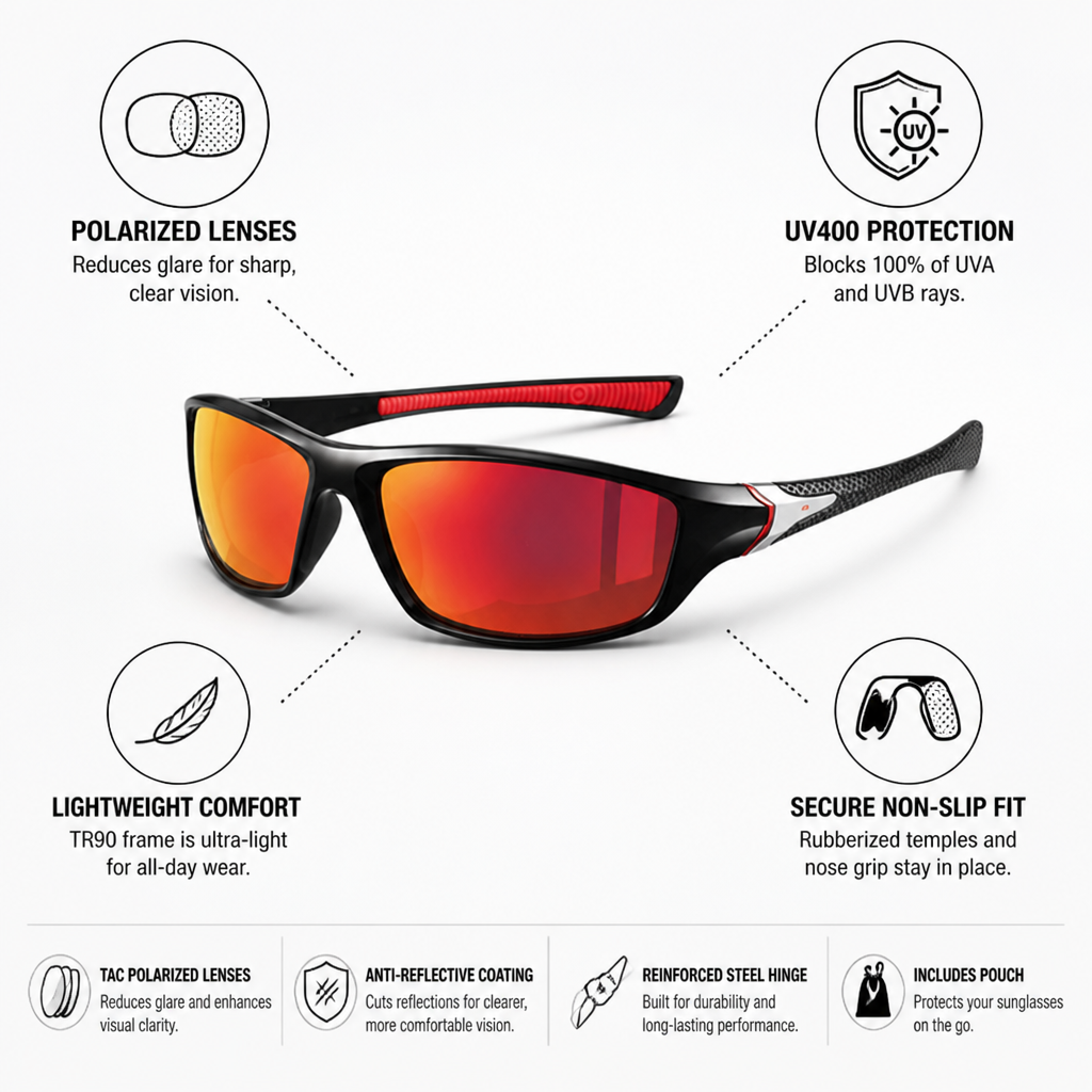 Polarized UV400 Rubber-Grip Wrap Sunglasses