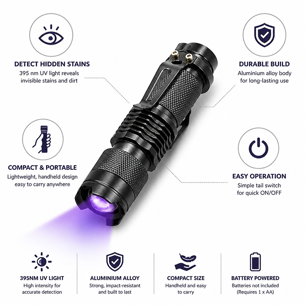 Compact Aluminium UV Stain Detection Flashlight