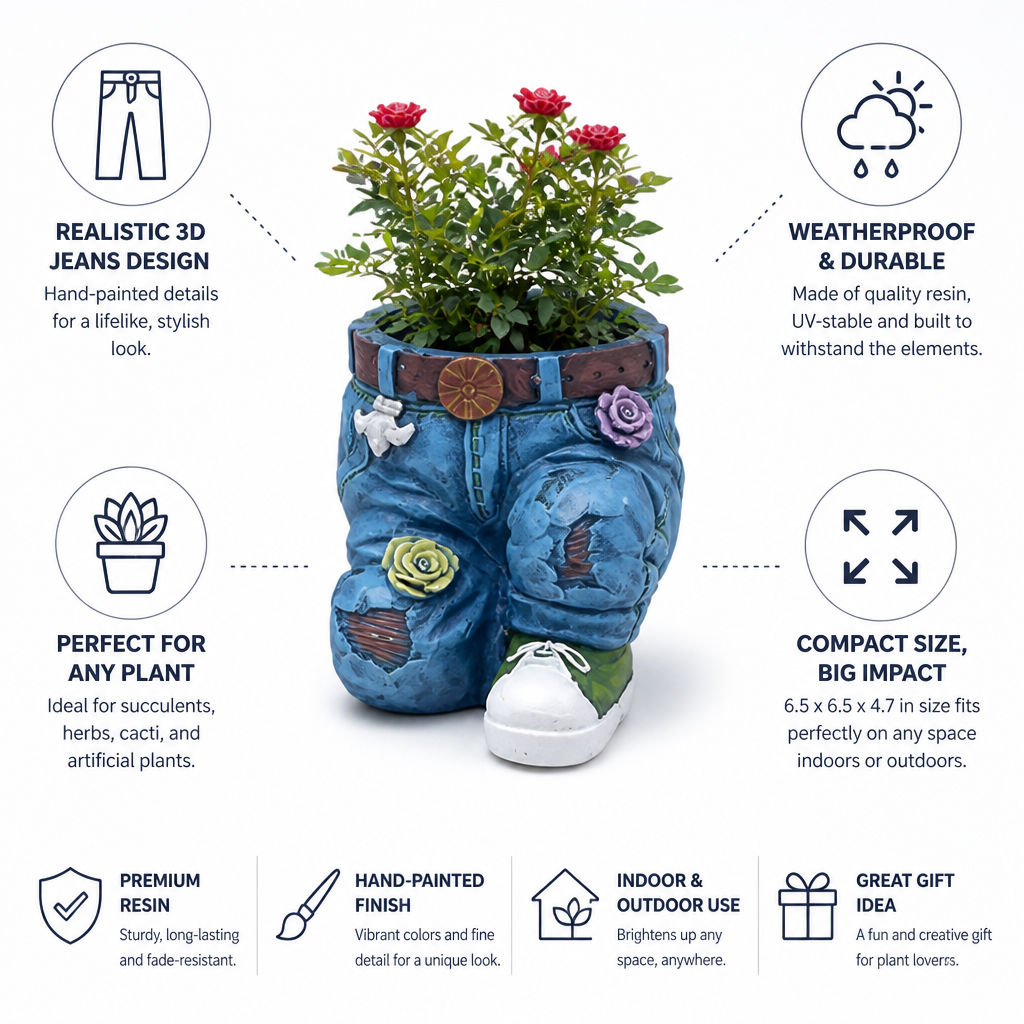 Weatherproof Resin 3D Jeans Planter