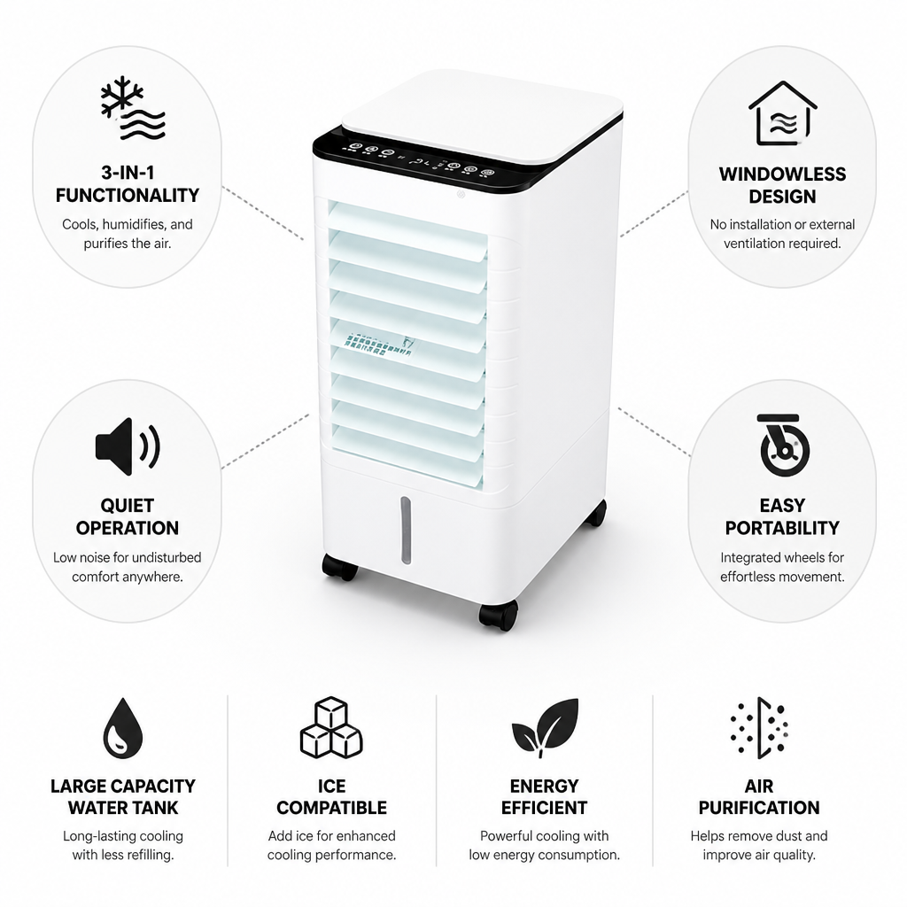 Windowless 3-In-1 Portable Air Cooler