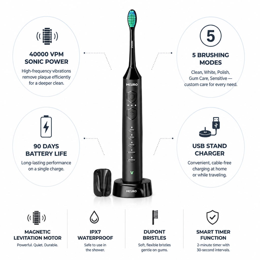40000 VPM Sonic Electric Toothbrush (5 Modes)
