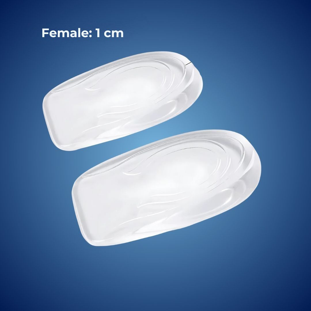Height Increasing Insoles and Silicone Gel Heel Cushions for Plantar Fasciitis