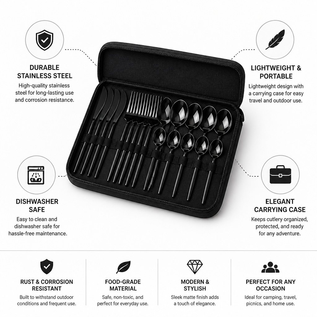 Durable Dishwasher-Safe Stainless Steel Cutlery Set (24-Piece)