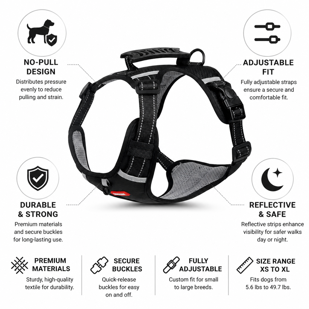 No-Pull Padded Reflective Dog Harness