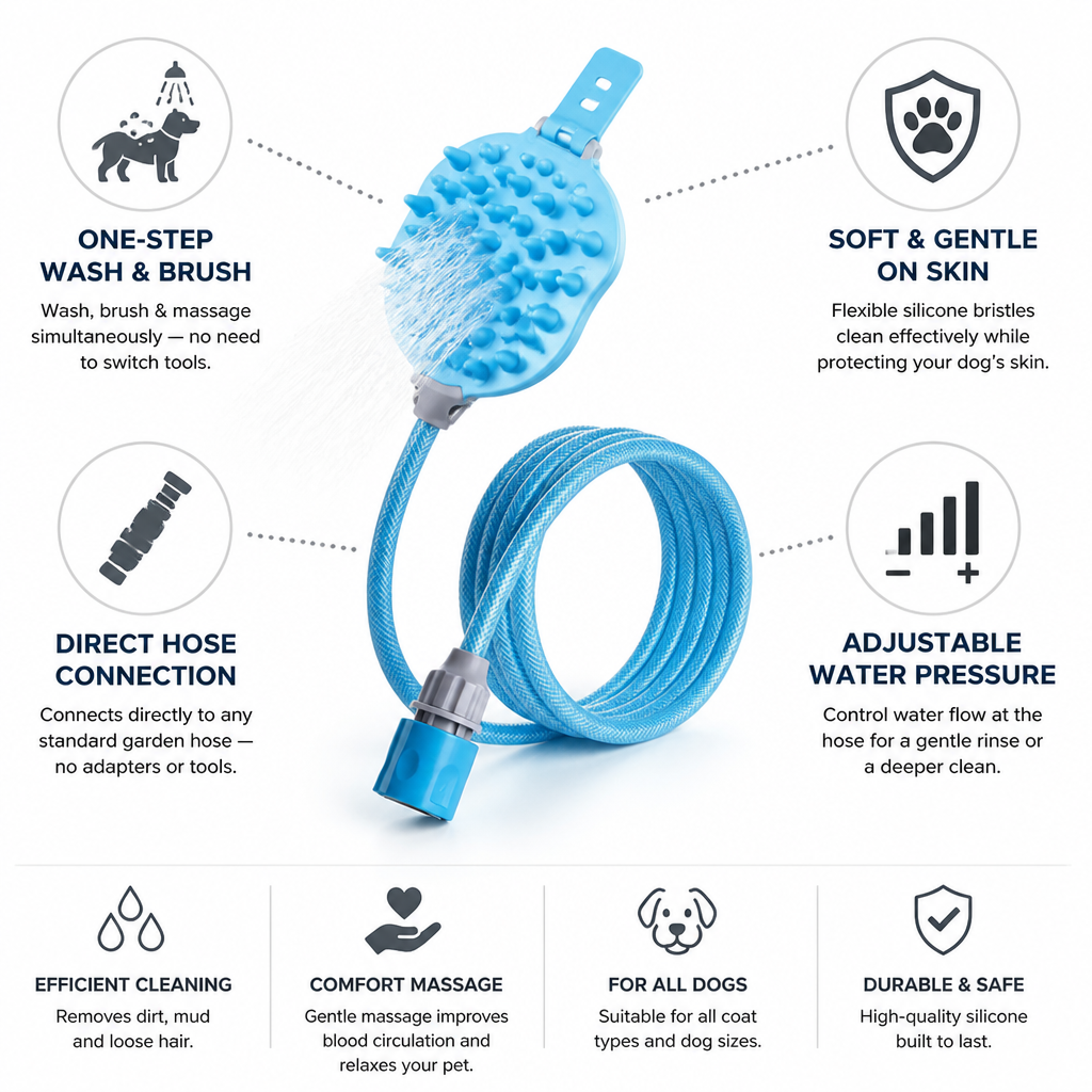 Soft Silicone Garden-Hose Dog Shower Glove