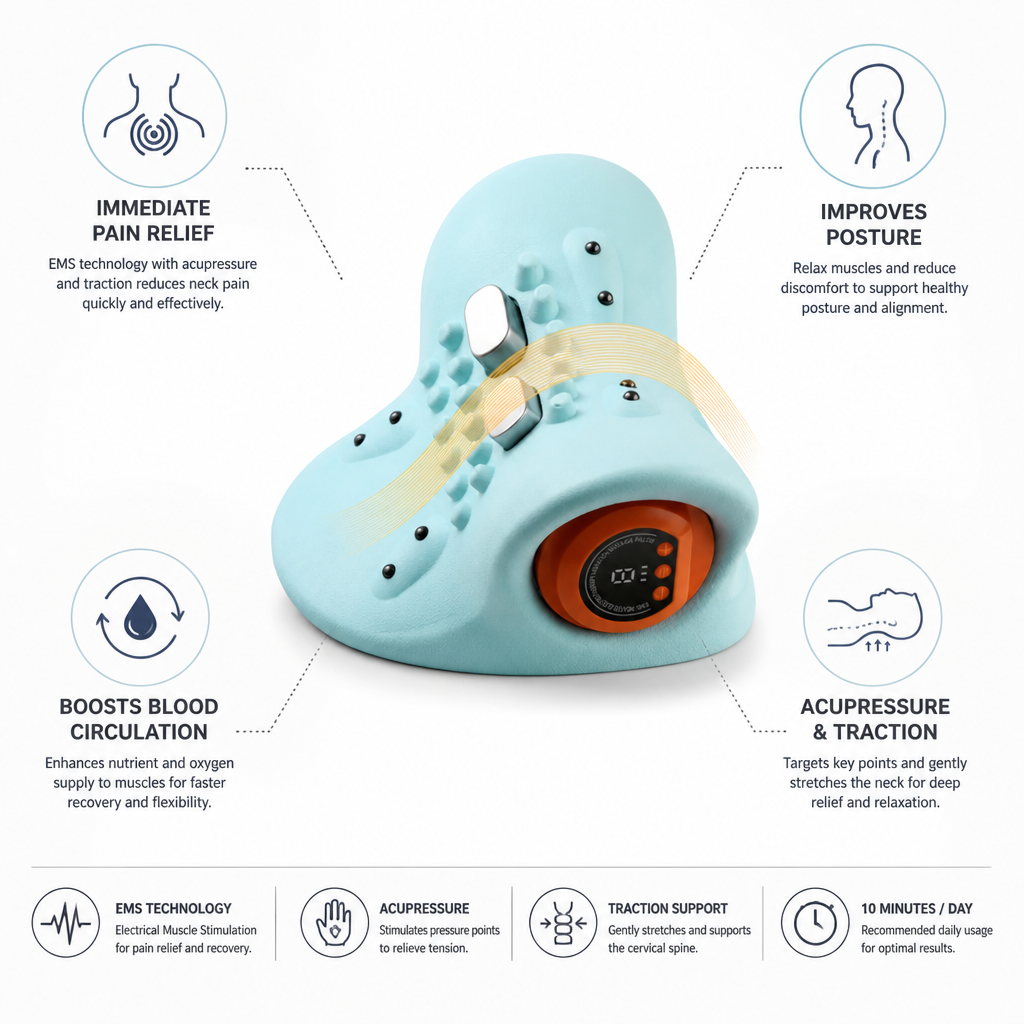 EMS Acupressure Traction Neck Massager (For Neck & Shoulders)