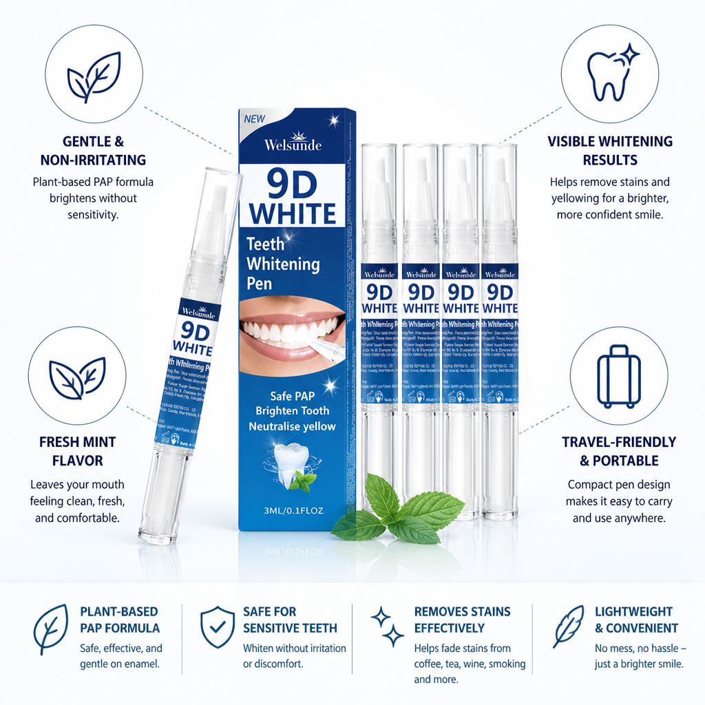 Gentle Plant-Based Mint Teeth Whitening Pen (Travel-Friendly)