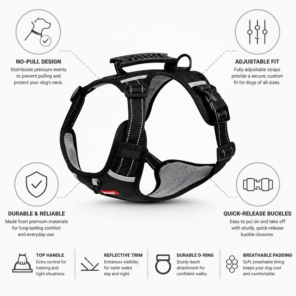 No-Pull Padded Adjustable Quick-Release Dog Harness