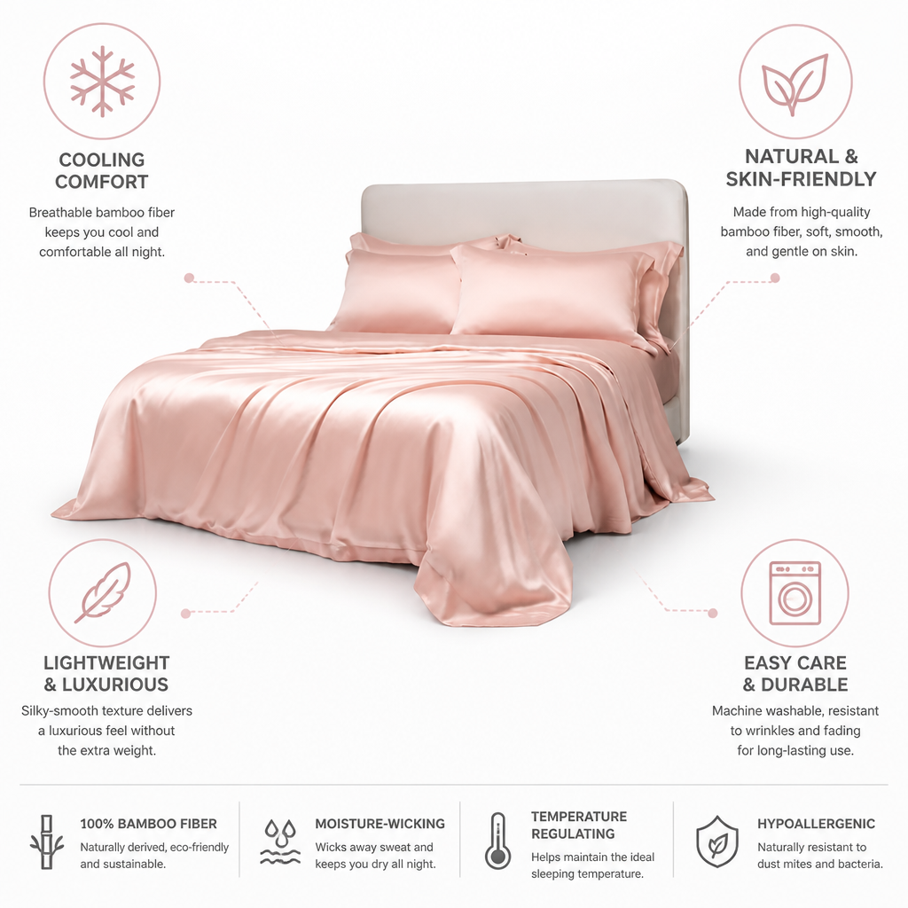 Cooling Bamboo Fiber Duvet Cover (Includes 2 Pillowcases)