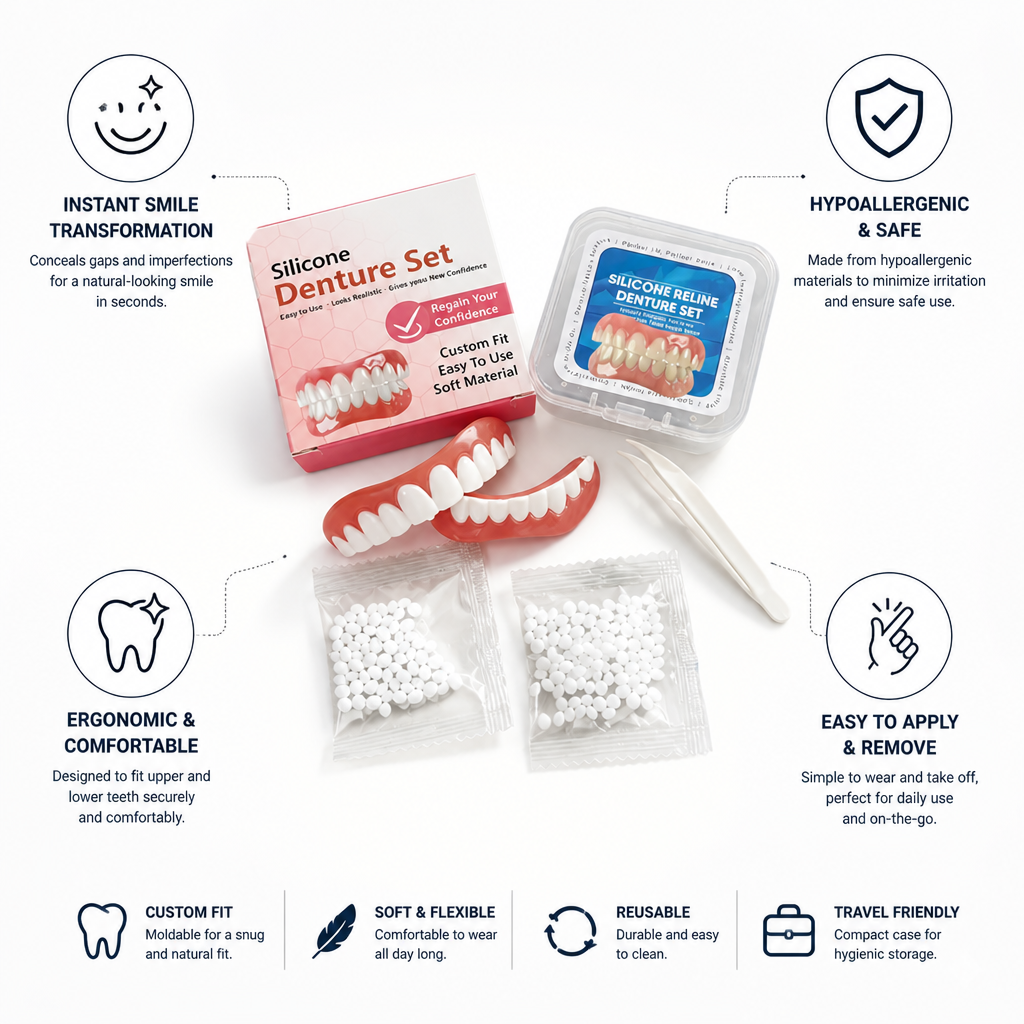Instant Concealment Hypoallergenic Ergonomic Dental Patch Set (Set of 4)