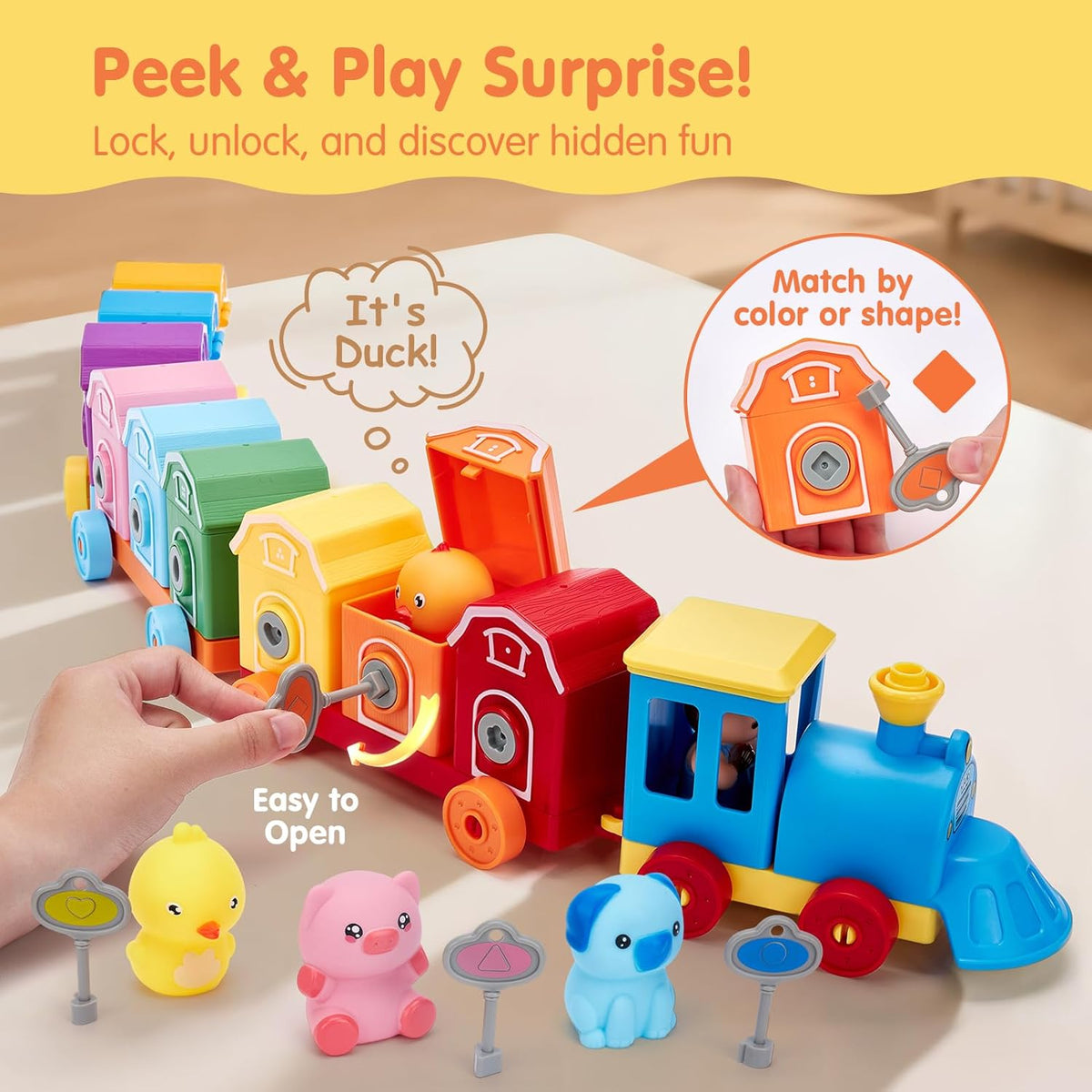 Counting and Sorting Train Set for Toddlers with Numbered Cars and Farm Animals