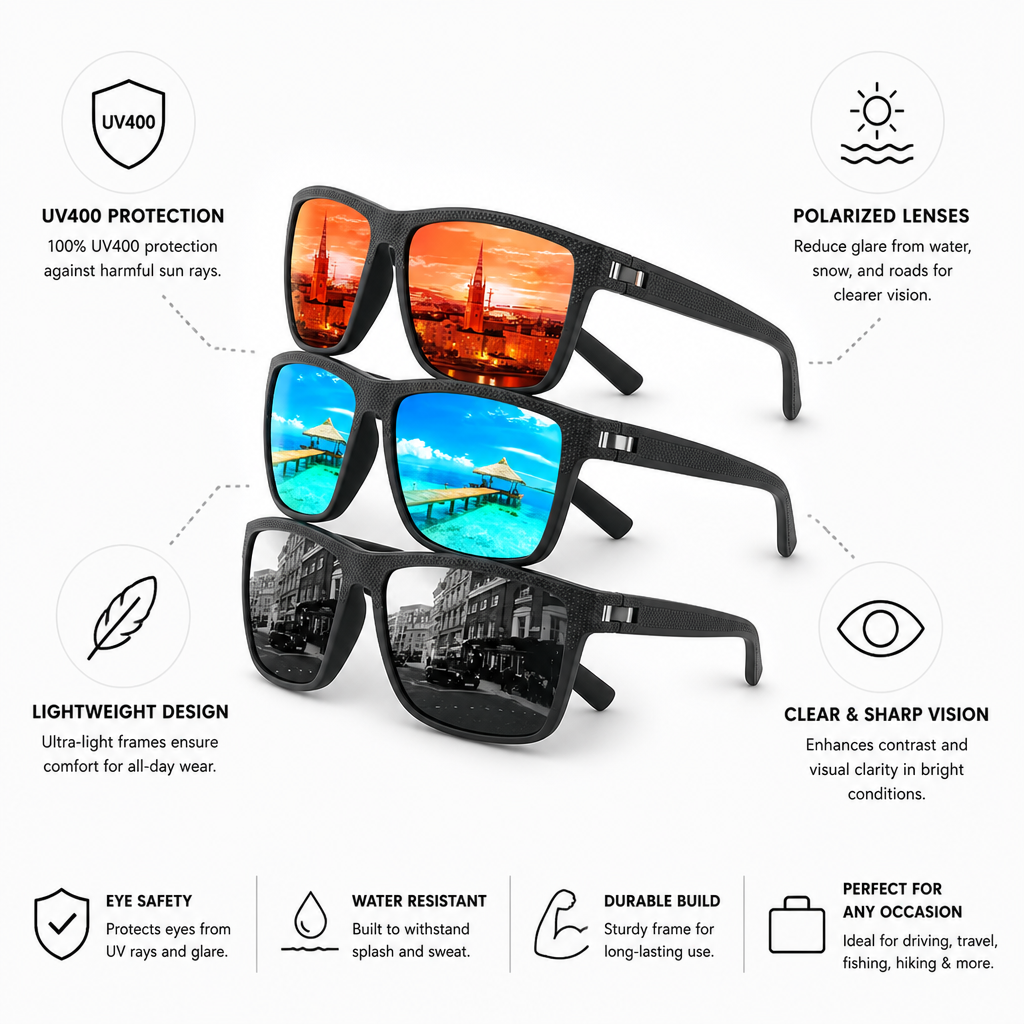 Polarized UV400 Sunglasses (Set of 3)